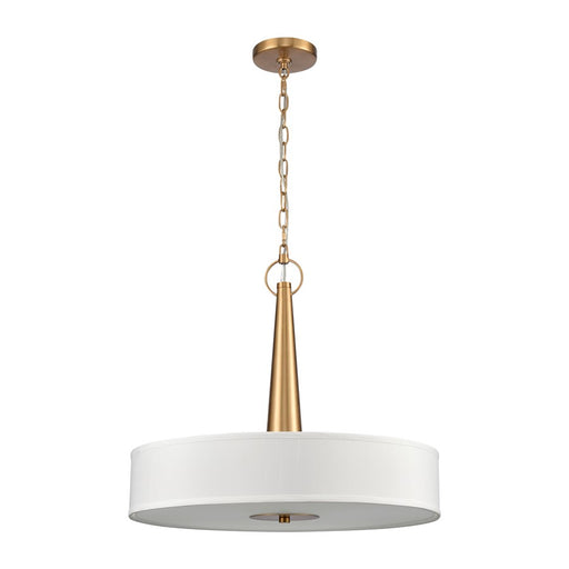 Atlas Lighting Leo 22'' Wide 4Lt Pendant, Brushed Gold/White
