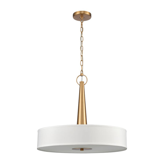 Atlas Lighting Leo 22'' Wide 4Lt Pendant, Brushed Gold/White