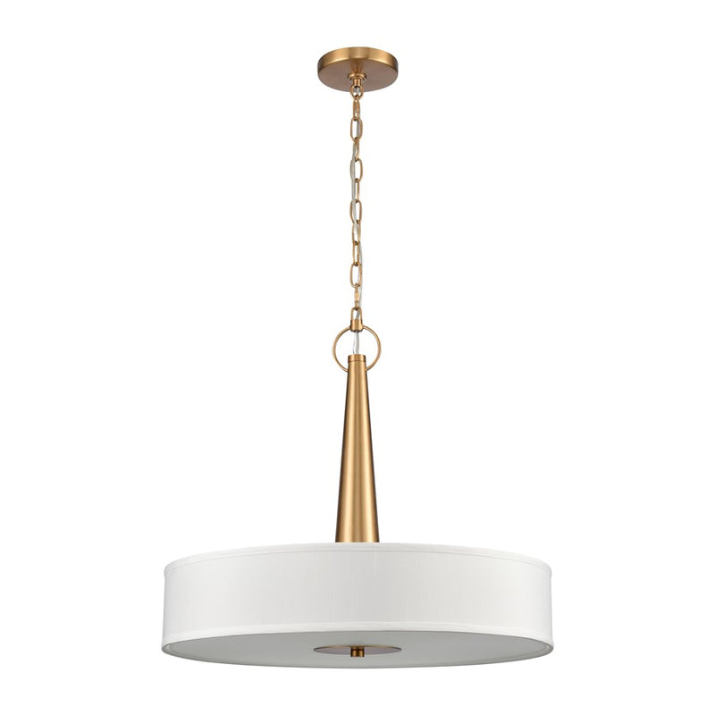 Atlas Lighting Leo 22in 4-Light Pendant | Transitional Brushed Gold and Off White Fabric Shade | Kitchen Island & Dining Room | Model CL11791-GD