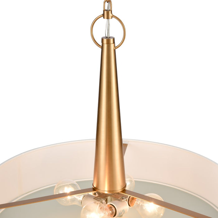 Atlas Lighting Leo 22'' Wide 4Lt Pendant, Brushed Gold/White