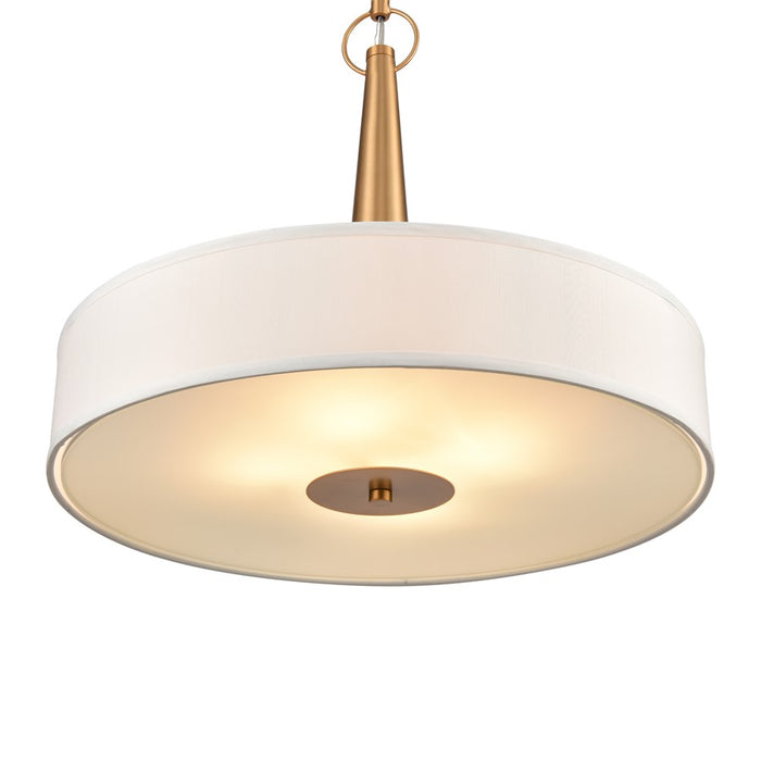 Atlas Lighting Leo 22'' Wide 4Lt Pendant, Brushed Gold/White