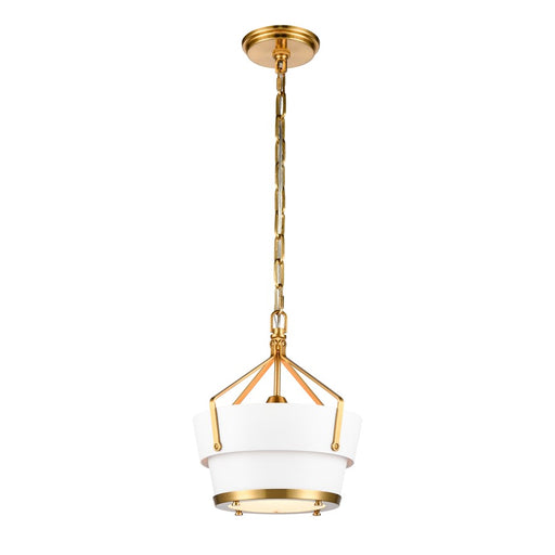 Atlas Lighting Marin 10.5'' Wide 1Lt Pendant, Satin Brass/White