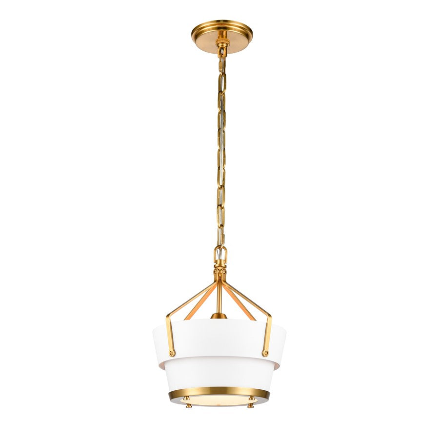 Atlas Lighting Marin 10.5'' Wide 1Lt Pendant, Satin Brass/White