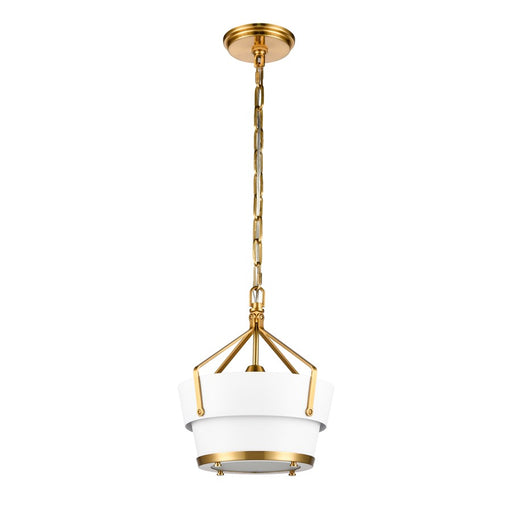 Atlas Lighting Marin 10.5'' Wide 1Lt Pendant, Satin Brass/White