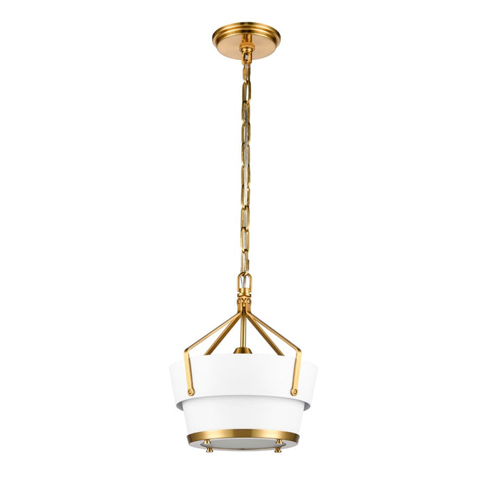 Atlas Lighting Marin 10.5'' Wide 1Lt Pendant, Satin Brass/White