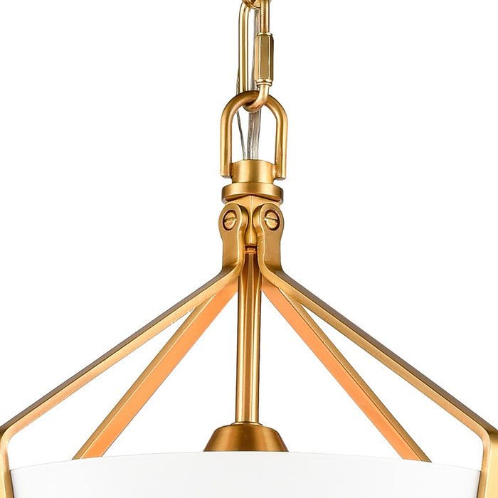 Atlas Lighting Marin 10.5'' Wide 1Lt Pendant, Satin Brass/White