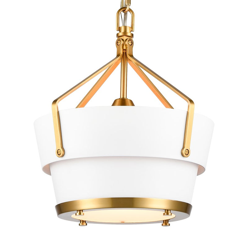 Atlas Lighting Marin 10in 1-Light Pendant | Satin Brass and White Metal | Kitchen Island & Dining Room | 10 x 10 x 13 in | Model CL11794-BS