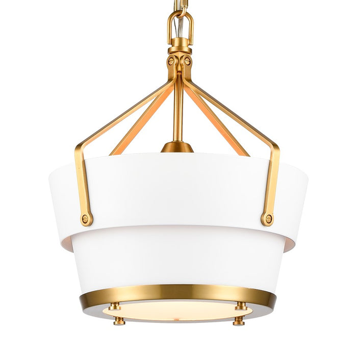 Atlas Lighting Marin 10.5'' Wide 1Lt Pendant, Satin Brass/White