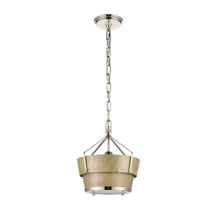 Atlas Lighting Marin 10.5'' Wide 1Lt Pendant, Polished Nickel/Brown