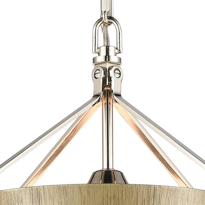 Atlas Lighting Marin 10.5'' Wide 1Lt Pendant, Polished Nickel/Brown
