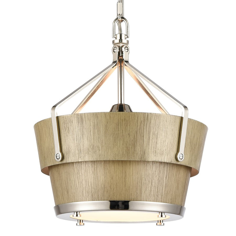 Atlas Lighting Marin 10in 1-Light Pendant | Polished Nickel and Brown Metal | Kitchen Island & Dining Room | 10 x 10 x 13 in | Model CL11794-NK