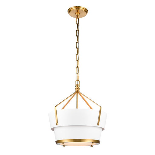 Atlas Lighting Marin 14'' Wide 1Lt Pendant, Satin Brass/White