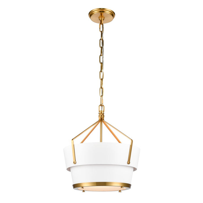 Atlas Lighting Marin 14'' Wide 1Lt Pendant, Satin Brass/White