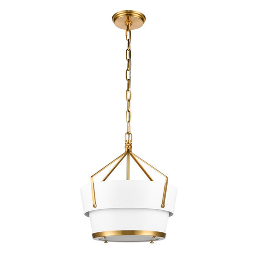 Atlas Lighting Marin 14'' Wide 1Lt Pendant, Satin Brass/White