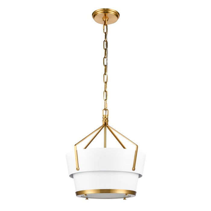 Atlas Lighting Marin 14'' Wide 1Lt Pendant, Satin Brass/White