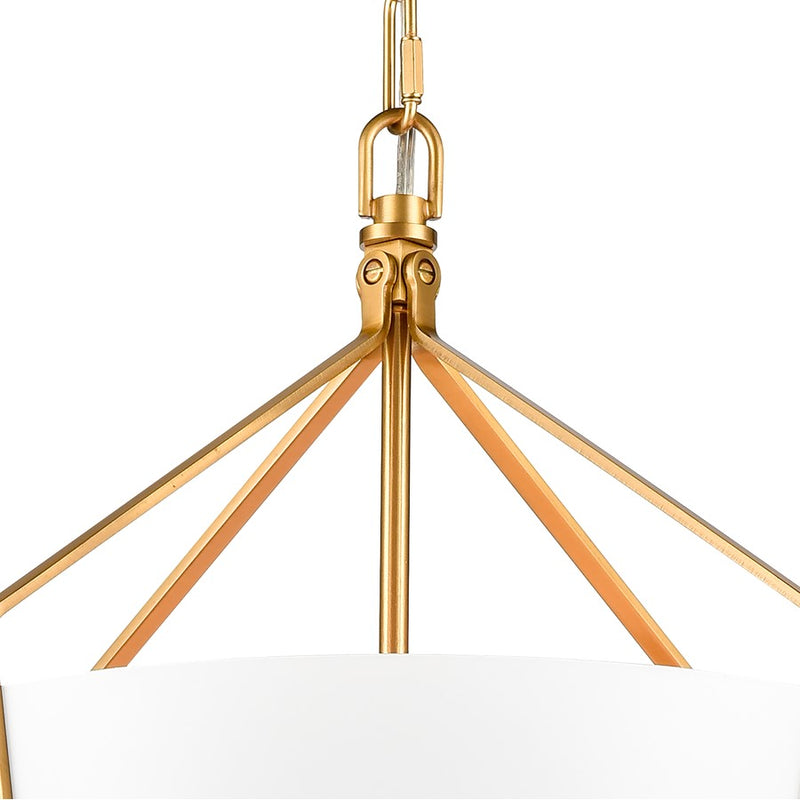 Atlas Lighting Marin 14'' Wide 1Lt Pendant, Satin Brass/White