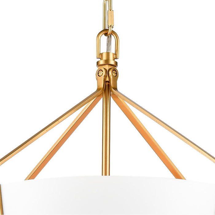 Atlas Lighting Marin 14'' Wide 1Lt Pendant, Satin Brass/White