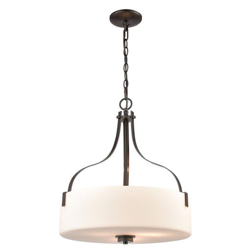 Atlas Lighting Market Square 18'' Wide 3Lt Pendant, Bronze/White