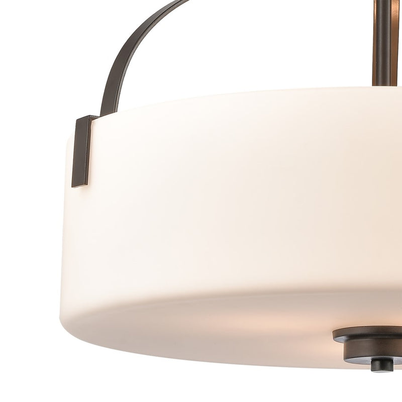 Atlas Lighting Market Square 18'' Wide 3Lt Pendant, Bronze/White