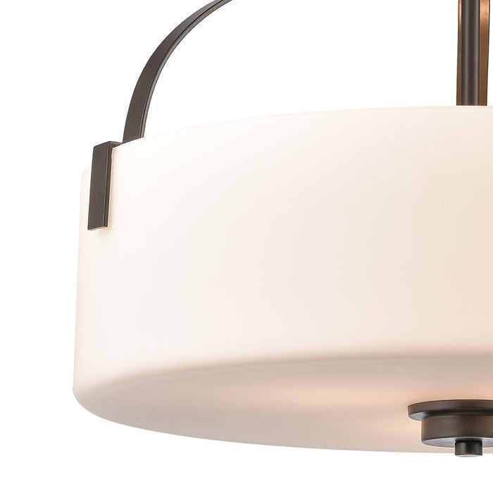 Atlas Lighting Market Square 18'' Wide 3Lt Pendant, Bronze/White