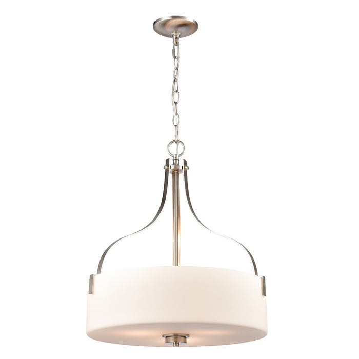 Atlas Lighting Market Square 18'' Wide 3Lt Pendant, Nickel/White