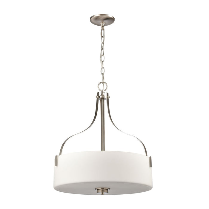 Atlas Lighting Market Square 18'' Wide 3Lt Pendant, Nickel/White