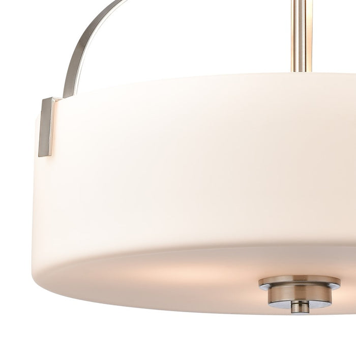 Atlas Lighting Market Square 18'' Wide 3Lt Pendant, Nickel/White
