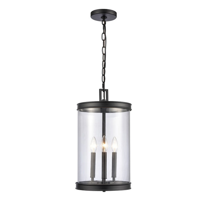 Atlas Lighting Mendoza 10.25'' Wide 3Lt Pendant, Matte Black/Clear