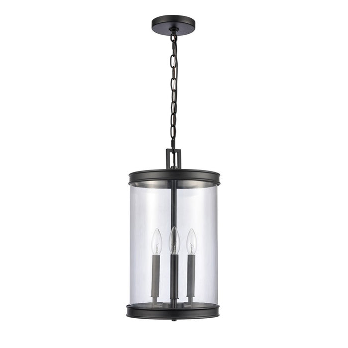 Atlas Lighting Mendoza 10.25'' Wide 3Lt Pendant, Matte Black/Clear
