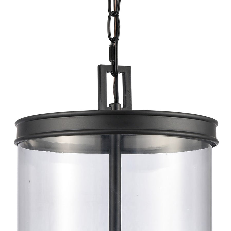 Atlas Lighting Mendoza 10in 3-Light Pendant | Traditional Matte Black and Clear Glass | Kitchen Island & Dining Room | Model CL11800-BK