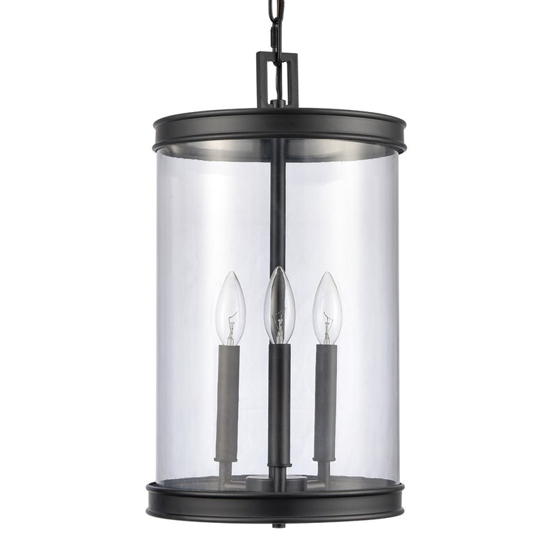 Atlas Lighting Mendoza 10.25'' Wide 3Lt Pendant, Matte Black/Clear