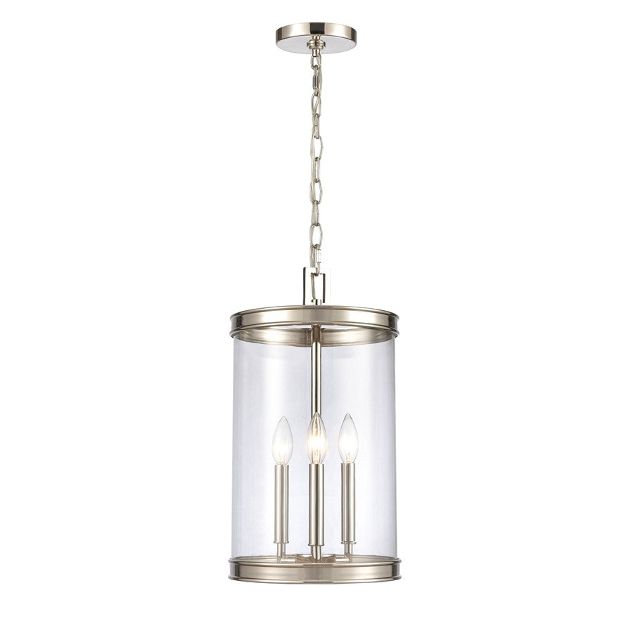 Atlas Lighting Mendoza 10.25'' Wide 3Lt Pendant, Nickel/Clear
