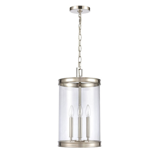 Atlas Lighting Mendoza 10.25'' Wide 3Lt Pendant, Nickel/Clear