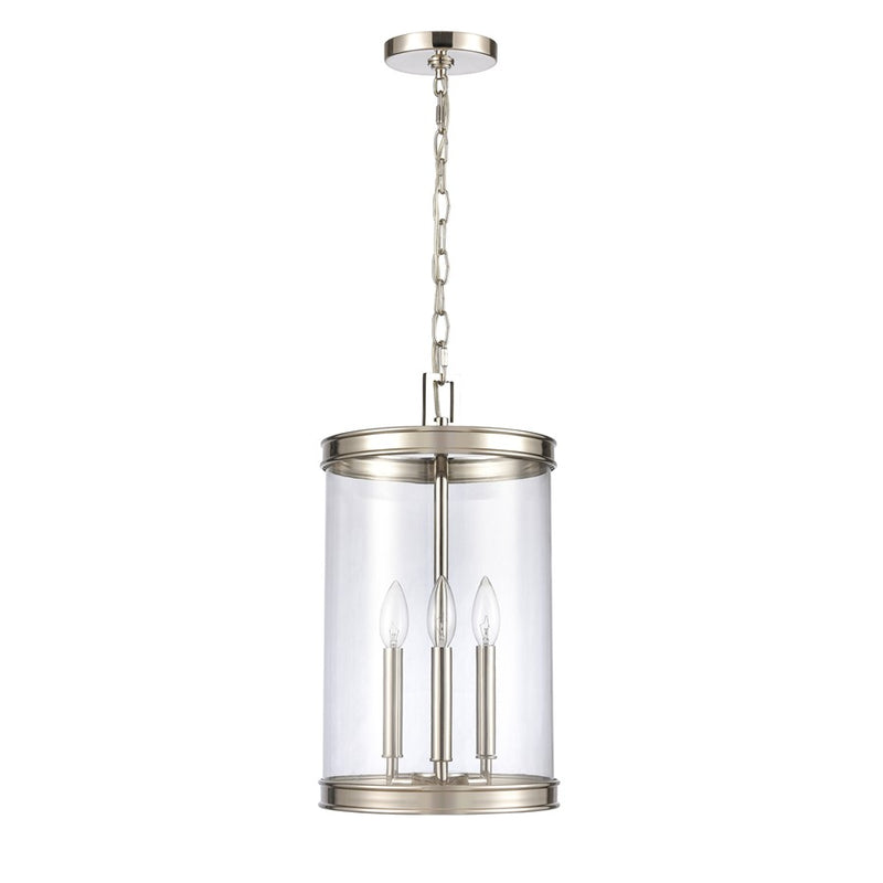Atlas Lighting Mendoza 10in 3-Light Pendant | Traditional Polished Nickel and Clear Glass | Kitchen Island & Dining Room | Model CL11800-NK