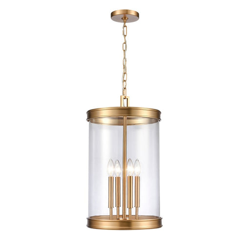 Atlas Lighting Mendoza 12.75'' Wide 4Lt Pendant, Brushed Gold/Clear