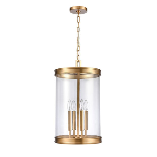 Atlas Lighting Mendoza 12.75'' Wide 4Lt Pendant, Brushed Gold/Clear