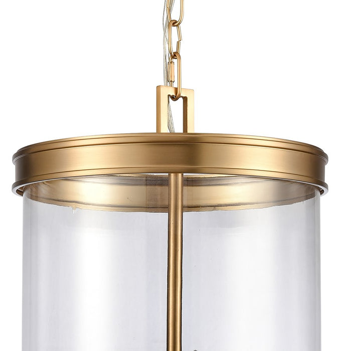 Atlas Lighting Mendoza 12.75'' Wide 4Lt Pendant, Brushed Gold/Clear