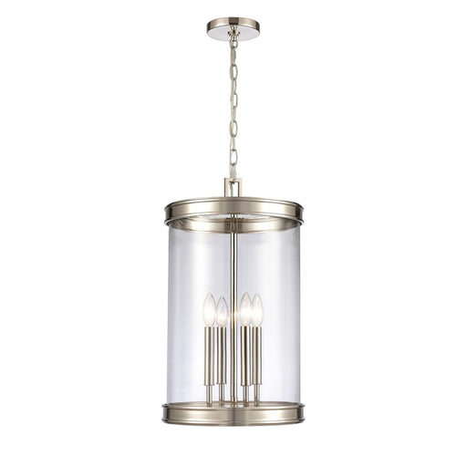 Atlas Lighting Mendoza 12.75'' Wide 4Lt Pendant, Nickel/Clear