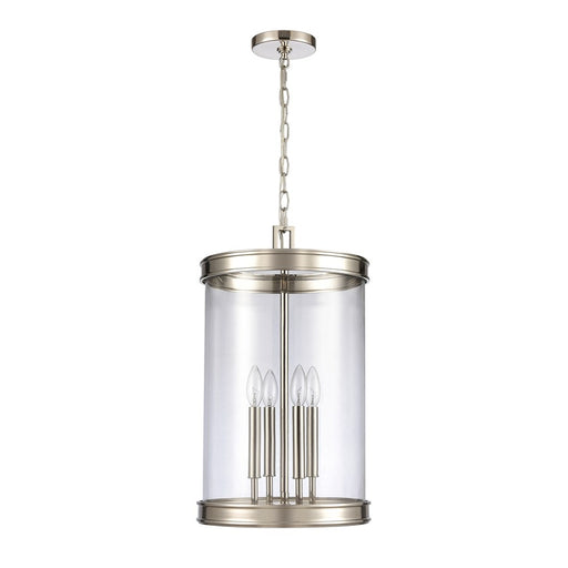 Atlas Lighting Mendoza 12.75'' Wide 4Lt Pendant, Nickel/Clear