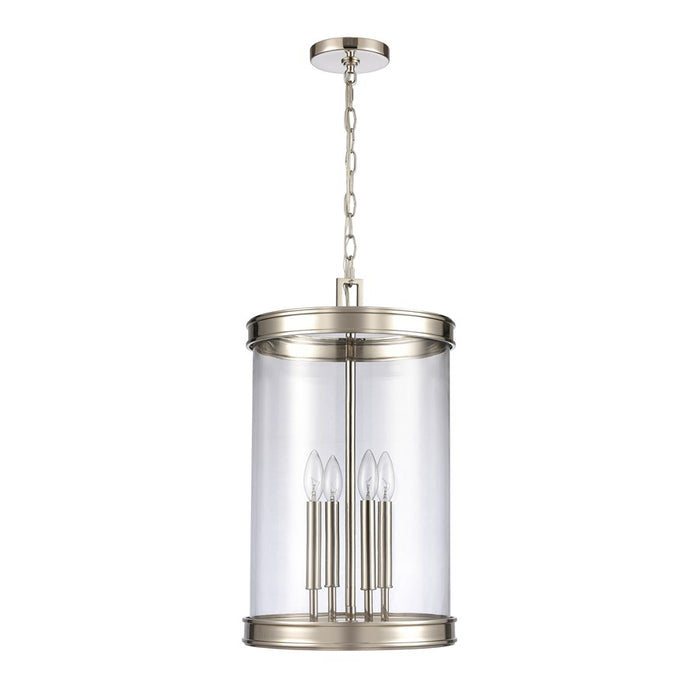 Atlas Lighting Mendoza 12.75'' Wide 4Lt Pendant, Nickel/Clear