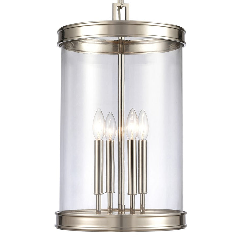 Atlas Lighting Mendoza 12in 4-Light Pendant | Traditional Polished Nickel and Clear Glass | Kitchen Island & Dining Room | Model CL11801-NK