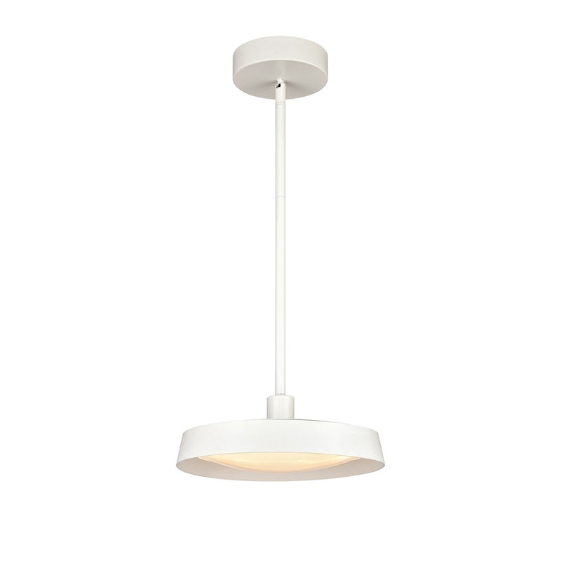 Atlas Lighting Nancy 12in 1-Light Integrated LED Pendant | Modern Matte White Metal and White Glass | Kitchen Island & Dining Room | Model CL11803-WH