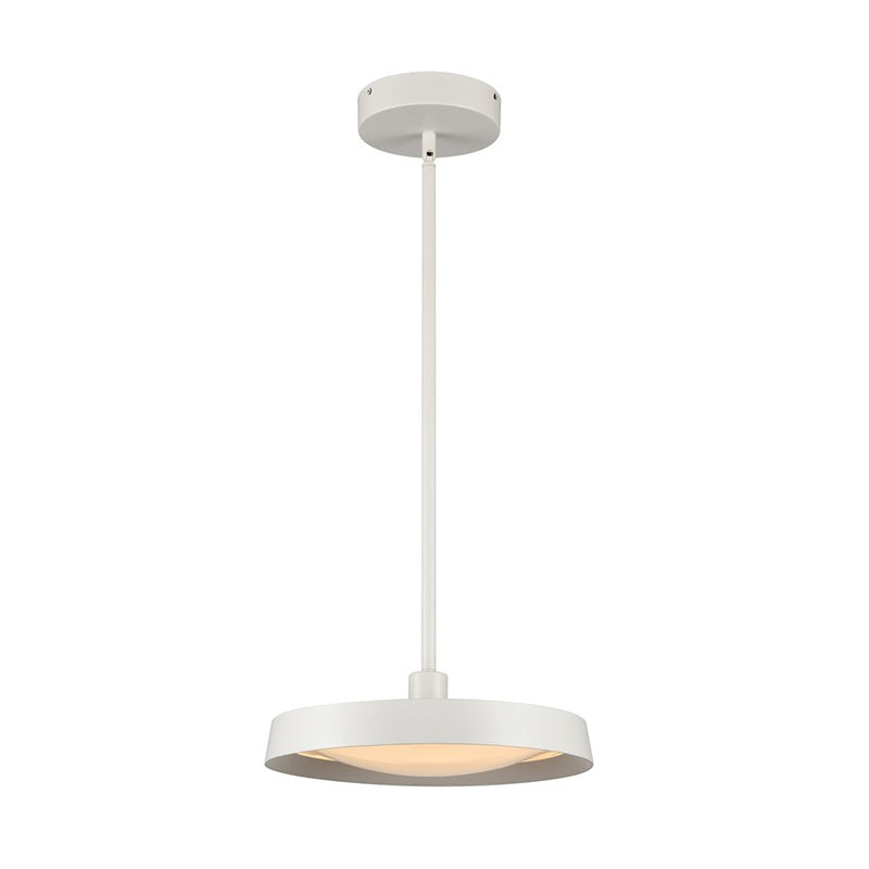 Atlas Lighting Nancy 14in 1-Light Integrated LED Pendant | Modern Matte White Metal and White Glass | Kitchen Island & Dining Room | Model CL11804-WH