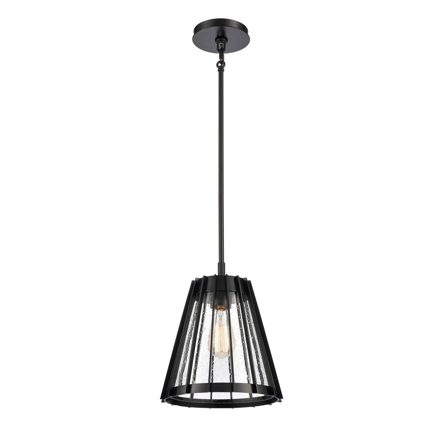 Atlas Lighting Open Louvers 10''W 1Lt Pendant, Matte Black/Clear