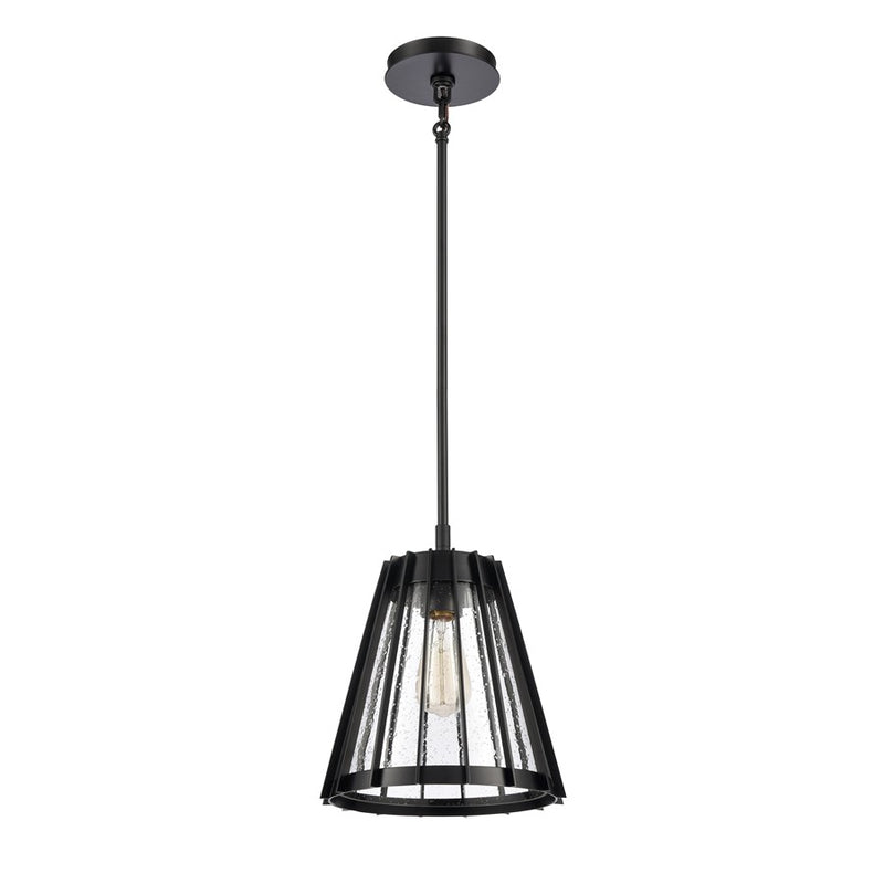 Atlas Lighting Open Louvers 10''W 1Lt Pendant, Matte Black/Clear