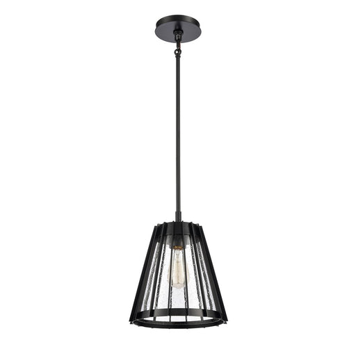 Atlas Lighting Open Louvers 10''W 1Lt Pendant, Matte Black/Clear