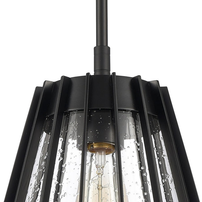 Atlas Lighting Open Louvers 10''W 1Lt Pendant, Matte Black/Clear