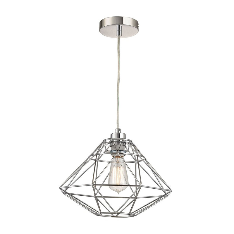 Atlas Lighting Paradigm 13in 1-Light Pendant | Modern Chrome Geometric Metal | Kitchen Island & Dining Room | 13 x 13 x 9 in | Model CL11807-CH