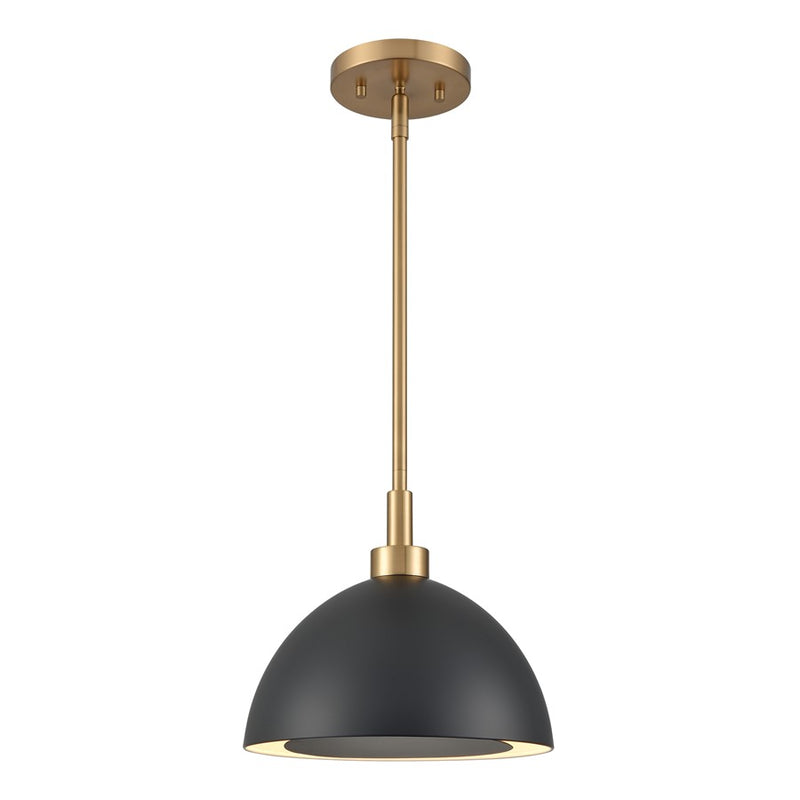 Atlas Lighting Pelham 10in 2-Light Pendant | Industrial Satin Brass and Matte Black Metal | Kitchen Island & Dining Room | Model CL11810-BK