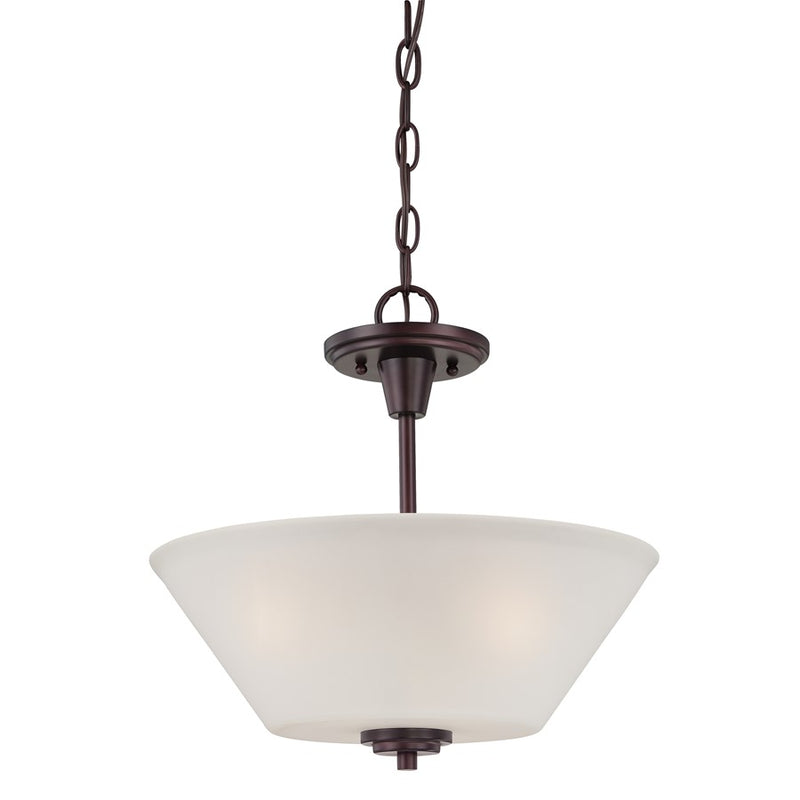 Atlas Lighting Pittman 15in 2-Light Pendant | Transitional Sienna Bronze and Frosted Glass | Kitchen Island & Dining Room | Model CL11813-BZ